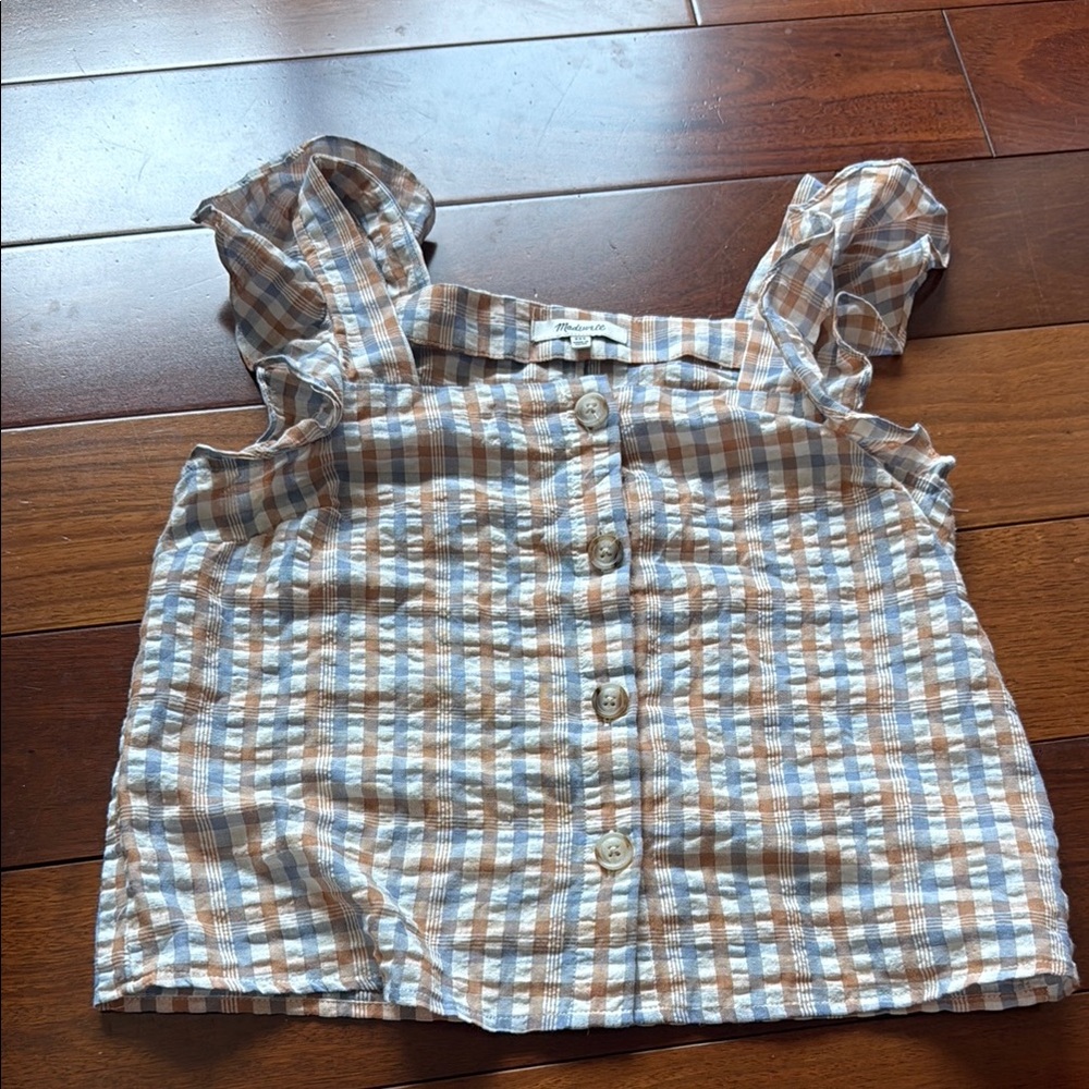 Madewell Blue and White Gingham Blouse
